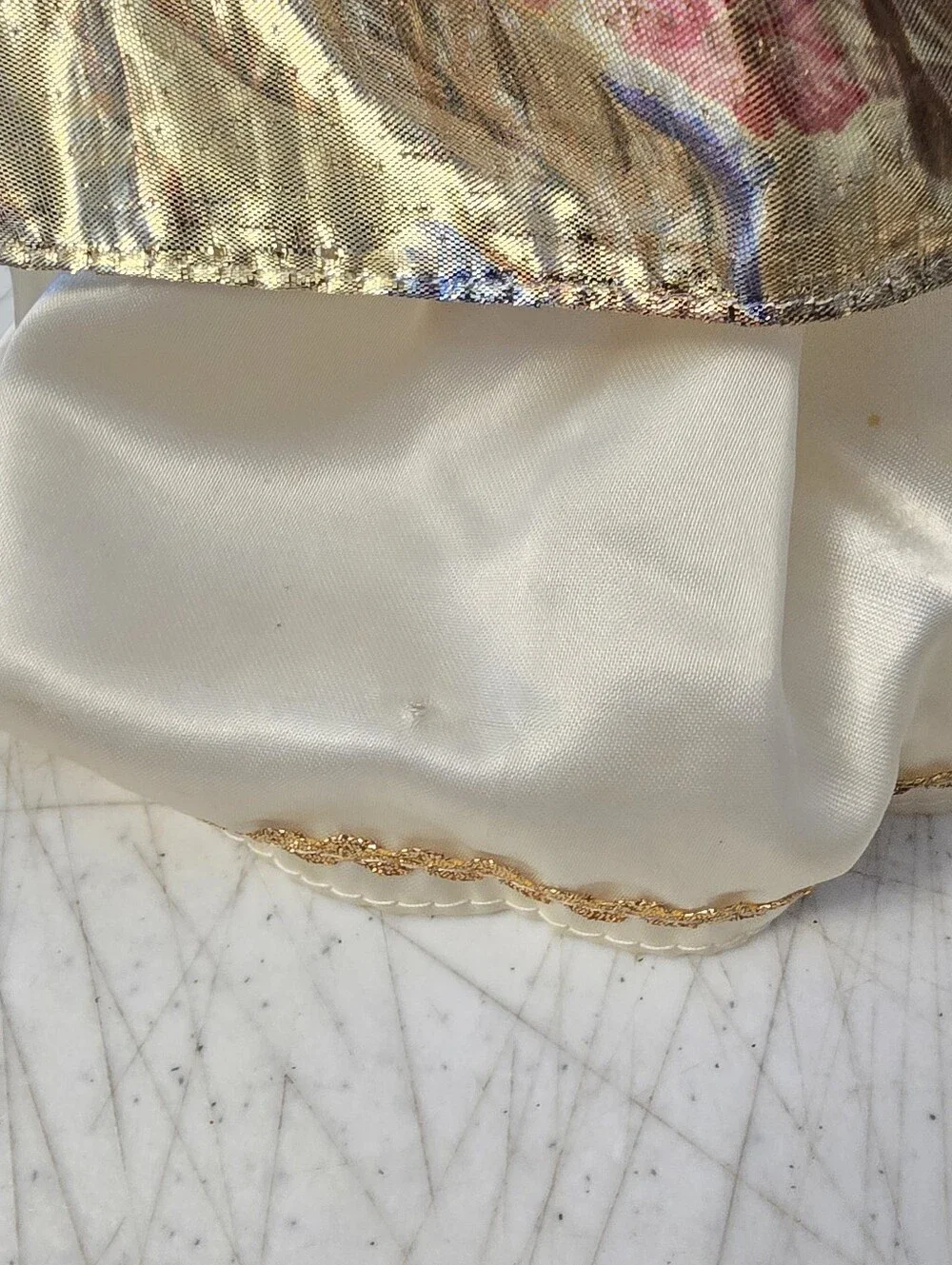 Vintage Porcelain Christmas Angel Tree Topper Elegant Gold Color 10.5